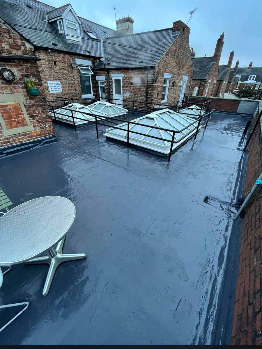 The same roof terrace freshly re-covered with a smooth waterproof membrane